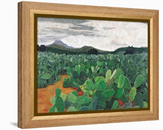 Patch of Prickly Pears on the Way to Tulancingo (Cloudy Sky) 2004-Pedro Diego Alvarado-Framed Premier Image Canvas