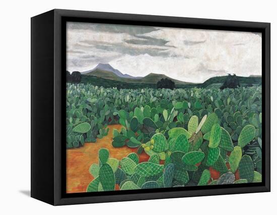 Patch of Prickly Pears on the Way to Tulancingo (Cloudy Sky) 2004-Pedro Diego Alvarado-Framed Premier Image Canvas