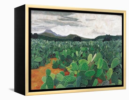 Patch of Prickly Pears on the Way to Tulancingo (Cloudy Sky) 2004-Pedro Diego Alvarado-Framed Premier Image Canvas