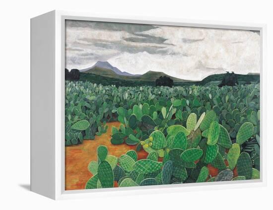 Patch of Prickly Pears on the Way to Tulancingo (Cloudy Sky) 2004-Pedro Diego Alvarado-Framed Premier Image Canvas