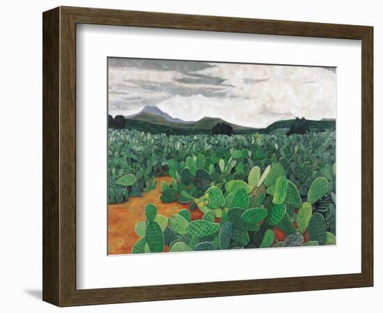 Patch of Prickly Pears on the Way to Tulancingo (Cloudy Sky) 2004-Pedro Diego Alvarado-Framed Giclee Print