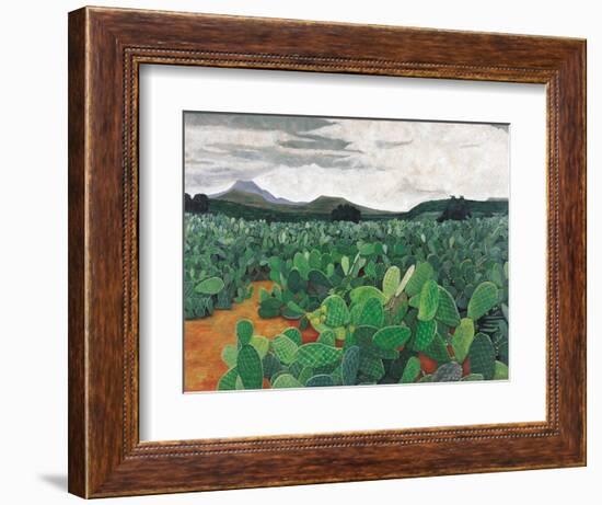 Patch of Prickly Pears on the Way to Tulancingo (Cloudy Sky) 2004-Pedro Diego Alvarado-Framed Giclee Print