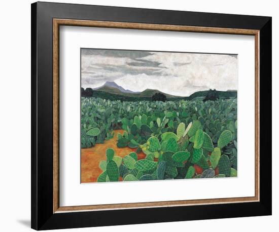 Patch of Prickly Pears on the Way to Tulancingo (Cloudy Sky) 2004-Pedro Diego Alvarado-Framed Giclee Print