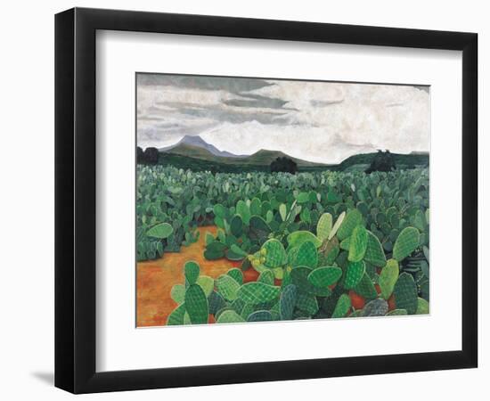 Patch of Prickly Pears on the Way to Tulancingo (Cloudy Sky) 2004-Pedro Diego Alvarado-Framed Giclee Print