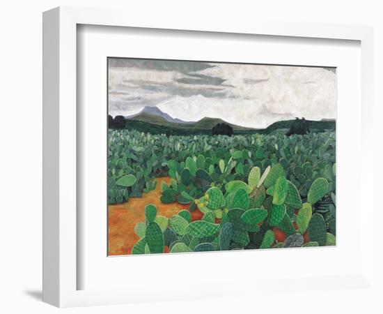 Patch of Prickly Pears on the Way to Tulancingo (Cloudy Sky) 2004-Pedro Diego Alvarado-Framed Giclee Print