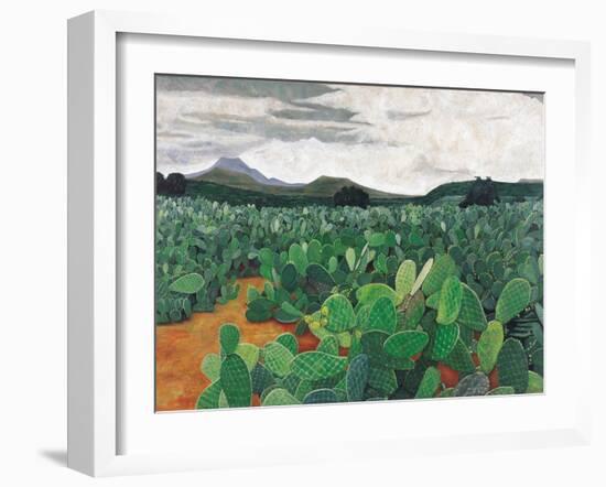 Patch of Prickly Pears on the Way to Tulancingo (Cloudy Sky) 2004-Pedro Diego Alvarado-Framed Giclee Print