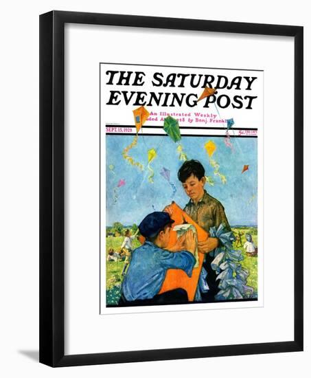 "Patching a Kite," Saturday Evening Post Cover, September 15, 1928-Eugene Iverd-Framed Giclee Print