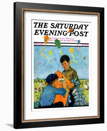 "Patching a Kite," Saturday Evening Post Cover, September 15, 1928-Eugene Iverd-Framed Giclee Print