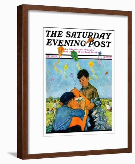 "Patching a Kite," Saturday Evening Post Cover, September 15, 1928-Eugene Iverd-Framed Giclee Print