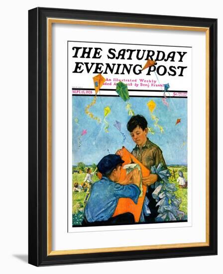 "Patching a Kite," Saturday Evening Post Cover, September 15, 1928-Eugene Iverd-Framed Giclee Print