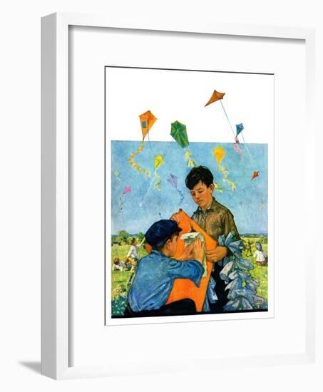 "Patching a Kite,"September 15, 1928-Eugene Iverd-Framed Giclee Print