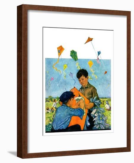 "Patching a Kite,"September 15, 1928-Eugene Iverd-Framed Giclee Print