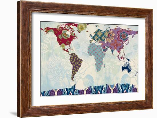 Patchwork World Map-Lanie Loreth-Framed Art Print