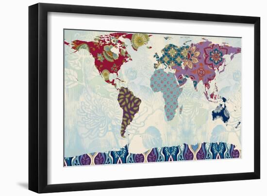 Patchwork World Map-Lanie Loreth-Framed Art Print