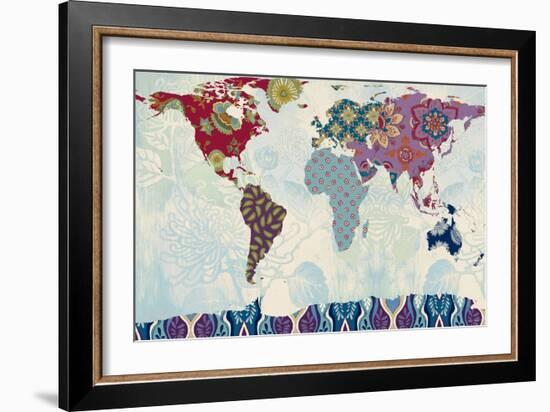 Patchwork World Map-Lanie Loreth-Framed Art Print