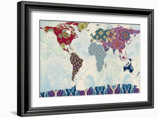 Patchwork World Map-Lanie Loreth-Framed Art Print