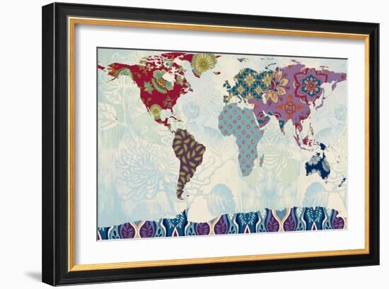 Patchwork World Map-Lanie Loreth-Framed Art Print