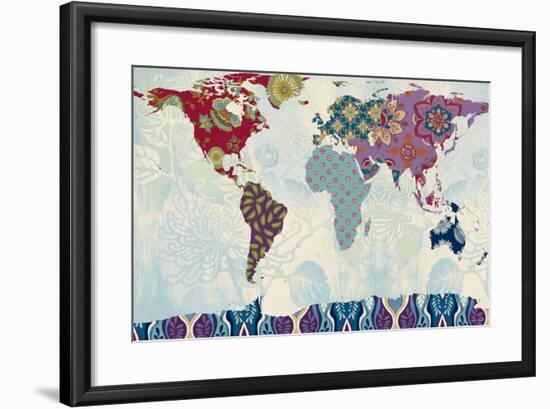 Patchwork World Map-Lanie Loreth-Framed Art Print