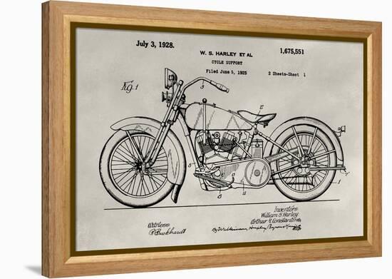 Patent--Motorcycle-Alicia Ludwig-Framed Stretched Canvas