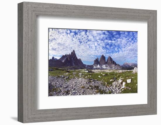 Paternkofel (Left) and Tre Cime Di Lavaredo Mountains, Sexten Dolomites, South Tyrol, Italy-Frank Krahmer-Framed Photographic Print