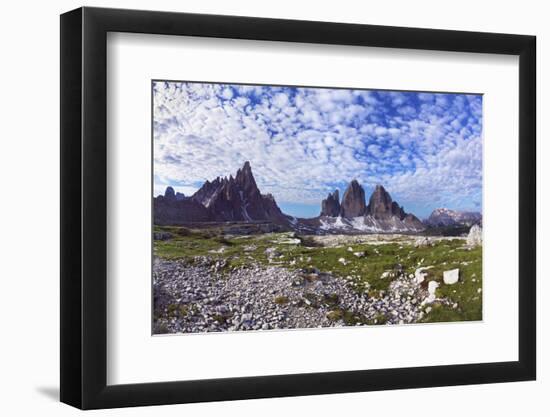 Paternkofel (Left) and Tre Cime Di Lavaredo Mountains, Sexten Dolomites, South Tyrol, Italy-Frank Krahmer-Framed Photographic Print