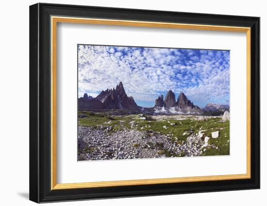 Paternkofel (Left) and Tre Cime Di Lavaredo Mountains, Sexten Dolomites, South Tyrol, Italy-Frank Krahmer-Framed Photographic Print