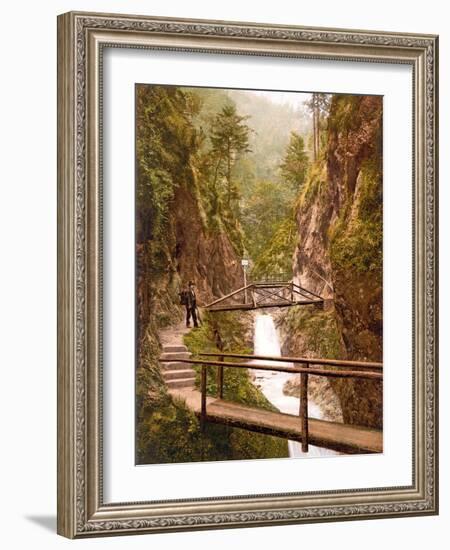 Path and Bridge in the Almbach Gorge in Berchtesgaden, Bavaria, 1890-1900-null-Framed Photographic Print