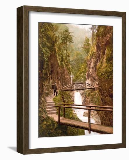 Path and Bridge in the Almbach Gorge in Berchtesgaden, Bavaria, 1890-1900-null-Framed Photographic Print