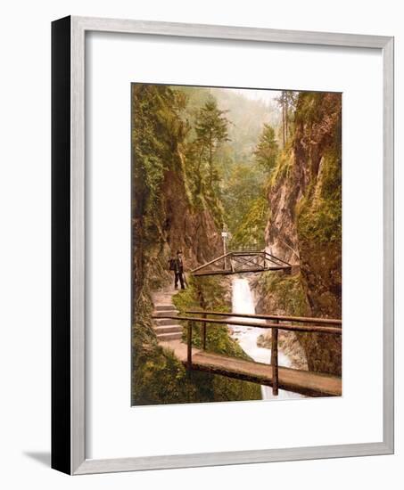 Path and Bridge in the Almbach Gorge in Berchtesgaden, Bavaria, 1890-1900-null-Framed Photographic Print
