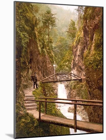 Path and Bridge in the Almbach Gorge in Berchtesgaden, Bavaria, 1890-1900-null-Mounted Photographic Print