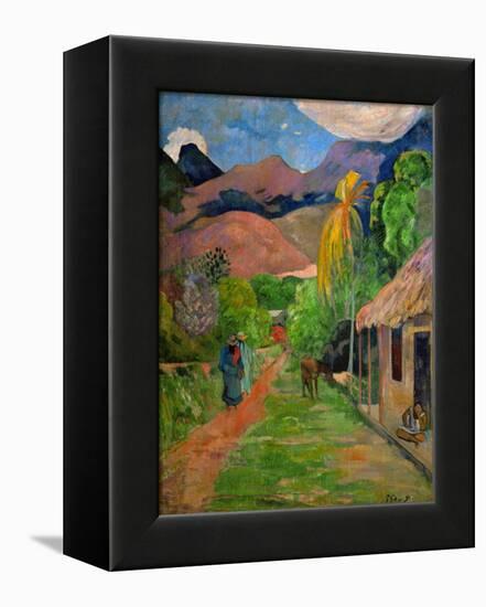 Path in Papeete, called rue du Tahiti. Oil on canvas (1891) 115.5 x 88.5 cm Cat. W 441.-Paul Gauguin-Framed Premier Image Canvas