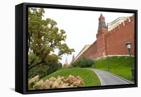 Path outside the walls of the Kremlinin in Alexandrovsky Gardens, Moscow, Russia, Europe-Miles Ertman-Framed Premier Image Canvas