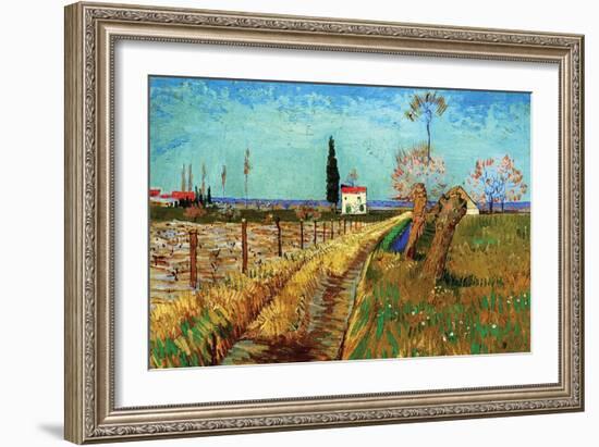 Path Through a Field with Willows-Vincent van Gogh-Framed Art Print