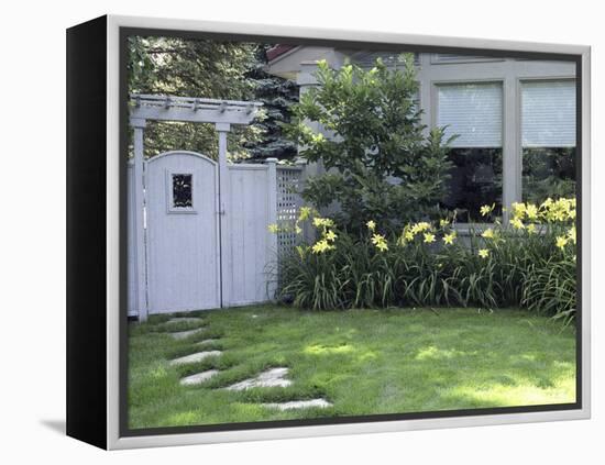 Path to the Garden Gate Lined with Daylilies-null-Framed Premier Image Canvas