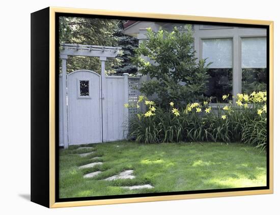 Path to the Garden Gate Lined with Daylilies-null-Framed Premier Image Canvas