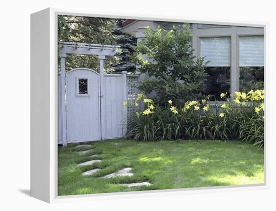 Path to the Garden Gate Lined with Daylilies-null-Framed Premier Image Canvas