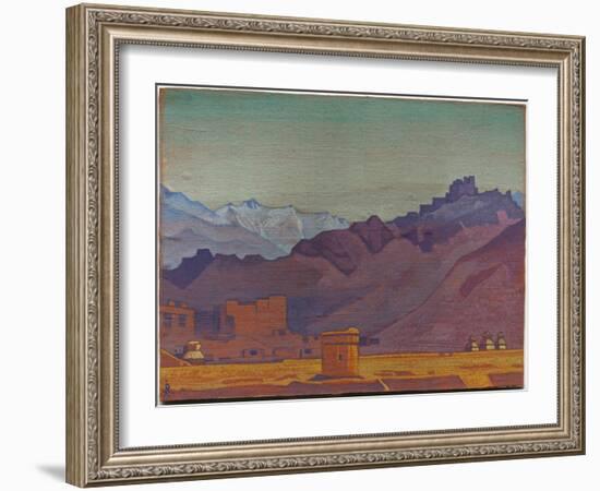 Path to Tibet, 1925 (Tempera on Canvas Laid on Cardboard)-Nicholas Roerich-Framed Giclee Print