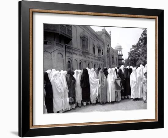 Pathan Women Observe Strict Muslim Purdah as They Come out to Vote at a High School-null-Framed Photographic Print