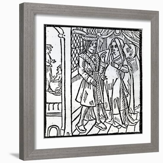 Pathelin and Guillemette, from 'The Farce of Master Pierre Pathelin', C.1465 (Woodcut)-French-Framed Giclee Print