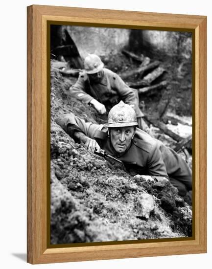 Paths Of Glory, Kirk Douglas, In The Trenches, 1957-null-Framed Stretched Canvas