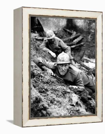 Paths Of Glory, Kirk Douglas, In The Trenches, 1957-null-Framed Stretched Canvas