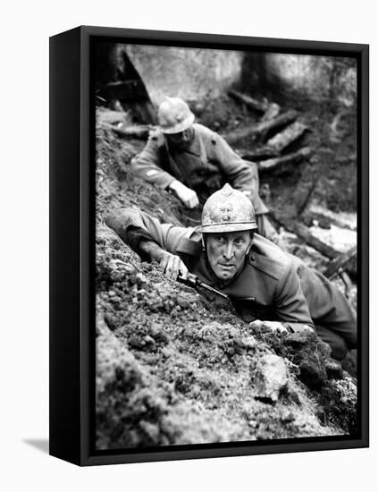 Paths Of Glory, Kirk Douglas, In The Trenches, 1957-null-Framed Stretched Canvas