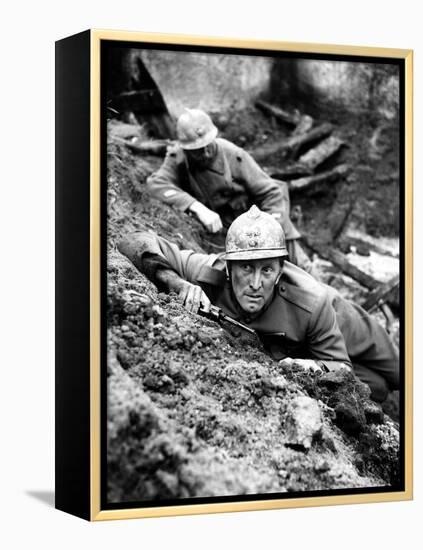 Paths Of Glory, Kirk Douglas, In The Trenches, 1957-null-Framed Stretched Canvas