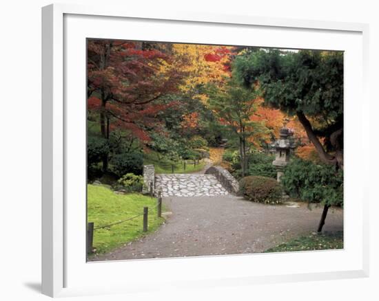 Pathway and Stone Bridge at the Japanese Garden, Seattle, Washington, USA-Jamie & Judy Wild-Framed Photographic Print