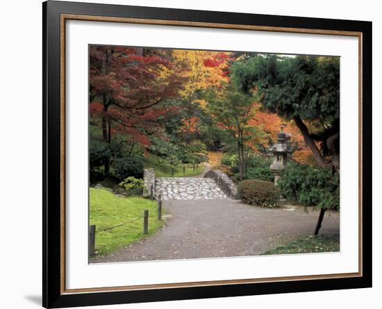 Pathway and Stone Bridge at the Japanese Garden, Seattle, Washington, USA-Jamie & Judy Wild-Framed Photographic Print