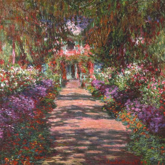 Pathway in Monet's Gardens at Giverny, c.1902-Claude Monet-Framed Textured Art