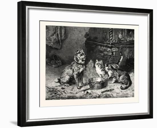 Patience, Dog and Cats Dinner-null-Framed Giclee Print