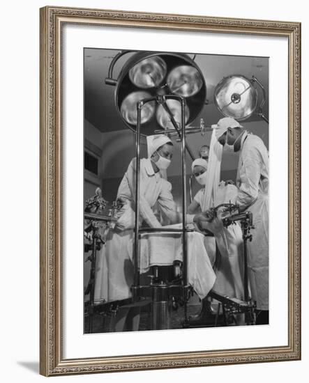 Patient Being Treated in Hospital Facilities at Kaiser's Permanente Foundation-J^ R^ Eyerman-Framed Photographic Print