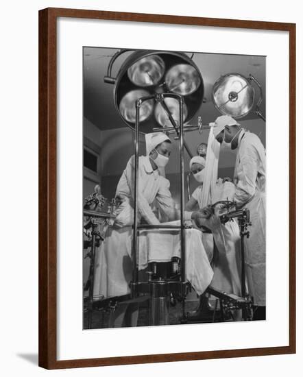 Patient Being Treated in Hospital Facilities at Kaiser's Permanente Foundation-J^ R^ Eyerman-Framed Photographic Print