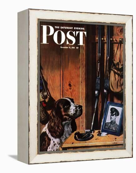 "Patient Dog," Saturday Evening Post Cover, December 12, 1942-John Atherton-Framed Premier Image Canvas